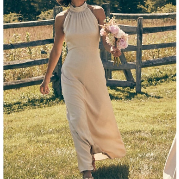 NWOT BHLDN ESME SATIN CHARMEUSE DRESS OYSTER Z294-50 - Picture 2 of 4